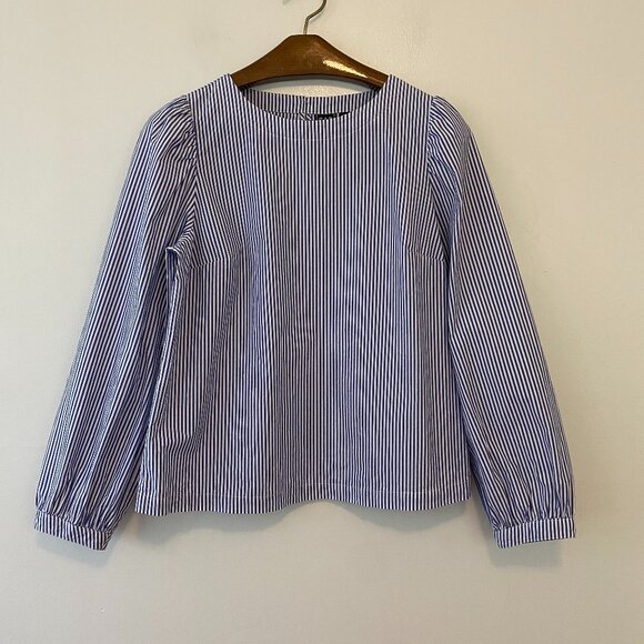 Gap Blue White Striped Long Pull Sleeve Pullover Top Womens Medium - Picture 1 of 7